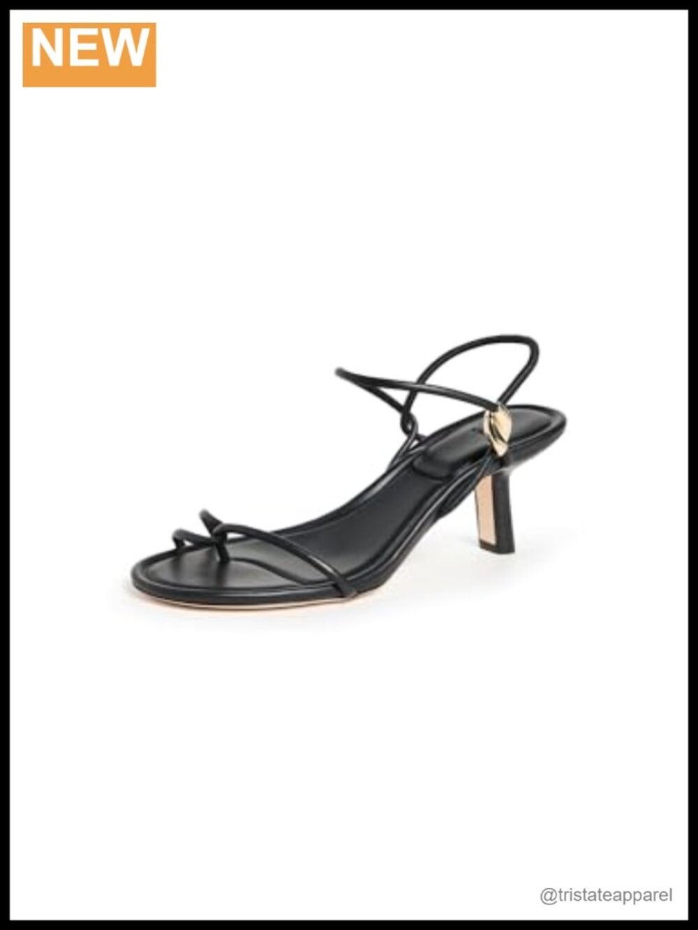 Vince Strappy Heeled Sandals with Gold-Tone Hardware and Leather Footbed